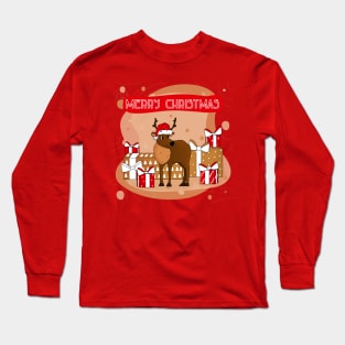 Deer and Merry Christmas Long Sleeve T-Shirt